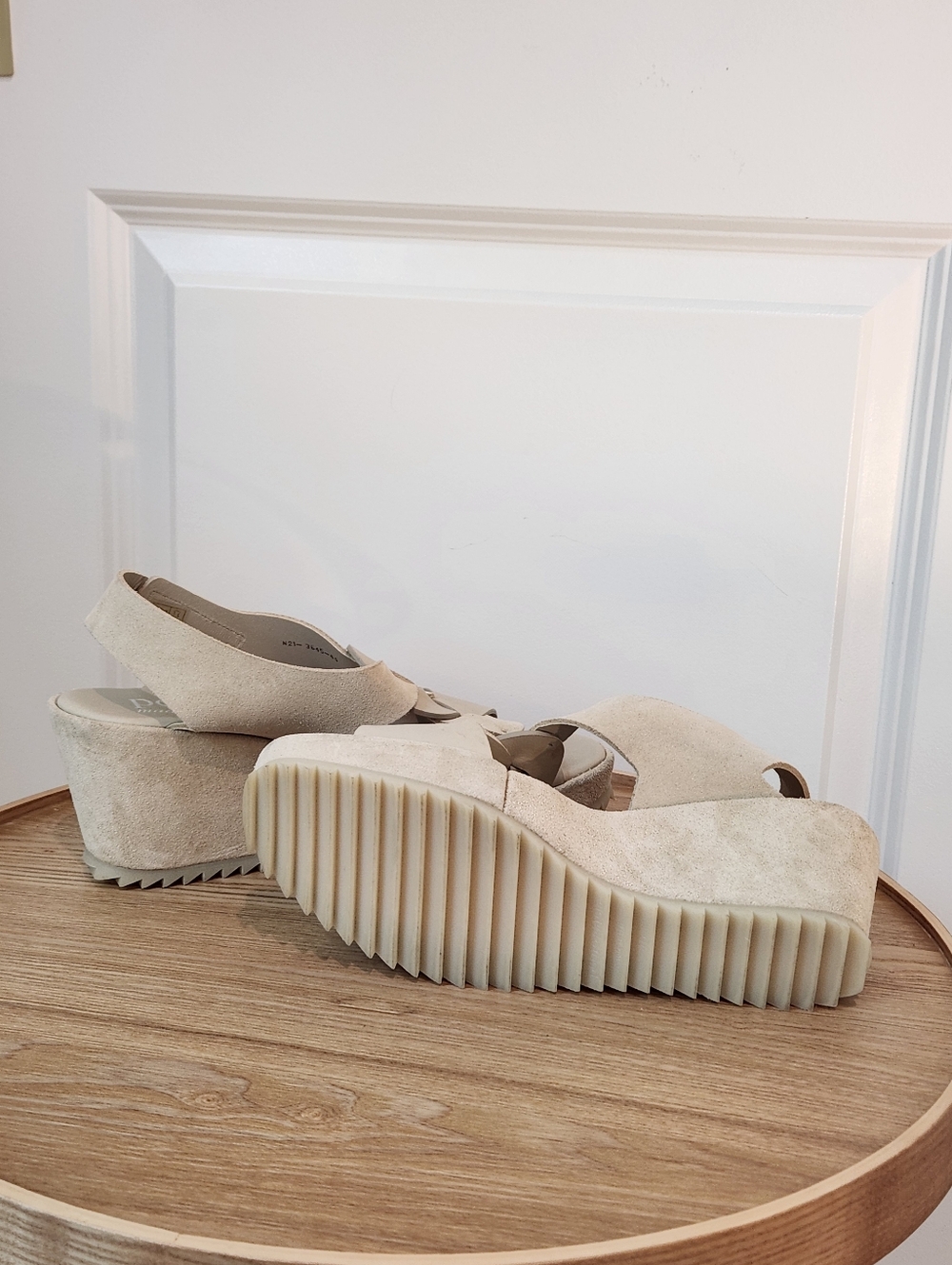 Pedro Garcia Women's Beige Wedge Sandals with Suede Finish New - Picture 8 of 12